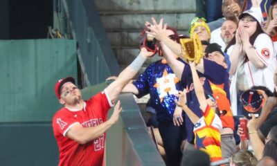 Fan controversially rips ball from Mike Trout’s glove and Los Angeles Dodgers suffer record-breaking defeat