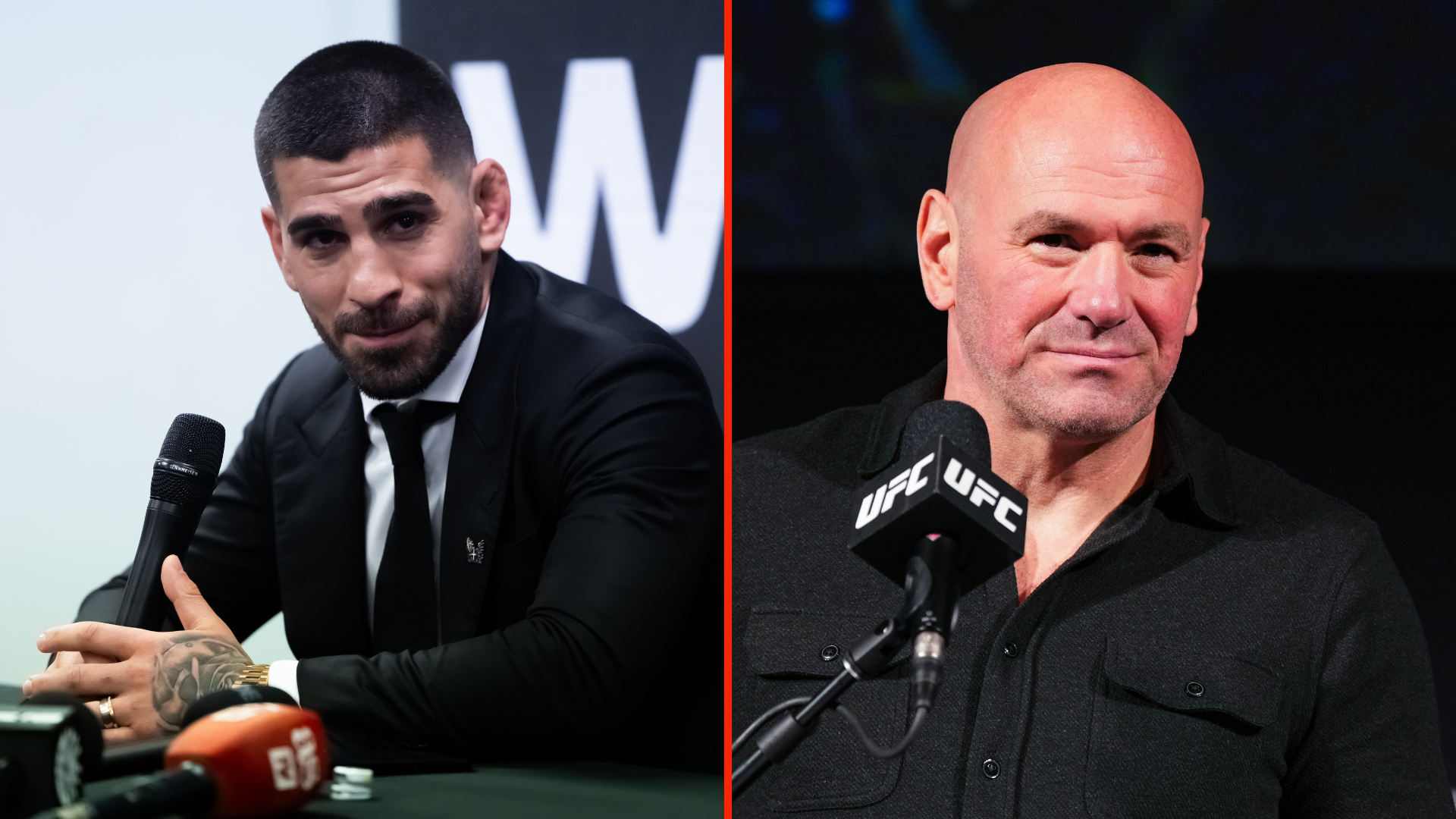 Split Image of Ilia Topuria and UFC CEO Dana White