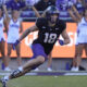 TCU wide receiver Jack Bech (18) runs during the first half of an NCAA college football game ag ...