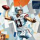 A cubist, geometric painting depicting a football quarterback