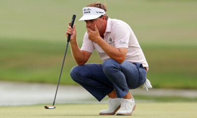 HOUSTON, TEXAS - MARCH 28: Keith Mitchell of the United States lines up a putt on the 16th green during the third round of the Texas Children's Houston Open 2026 at Memorial Park Golf Course on March 28, 2026 in Houston, Texas.