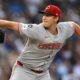 Cincinnati Reds starter Nick Lodolo delivers a pitch during the first inning of a baseball game against the Chicago Cubs Monday, Aug. 4, 2025, in Chicago. (AP Photo/Paul Beaty)