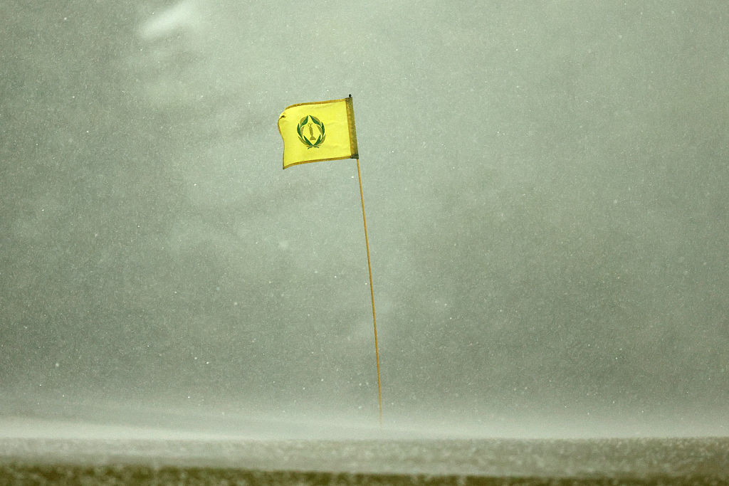 DUBLIN, OHIO - JUNE 06: Heavy rain is seen on the practice area during a weather delay during the third round of the the Memorial Tournament presented by Workday 2026 at Muirfield Village Golf Club on June 06, 2026 in Dublin, Ohio. (Photo by Mike Mulholland/Getty Images)
