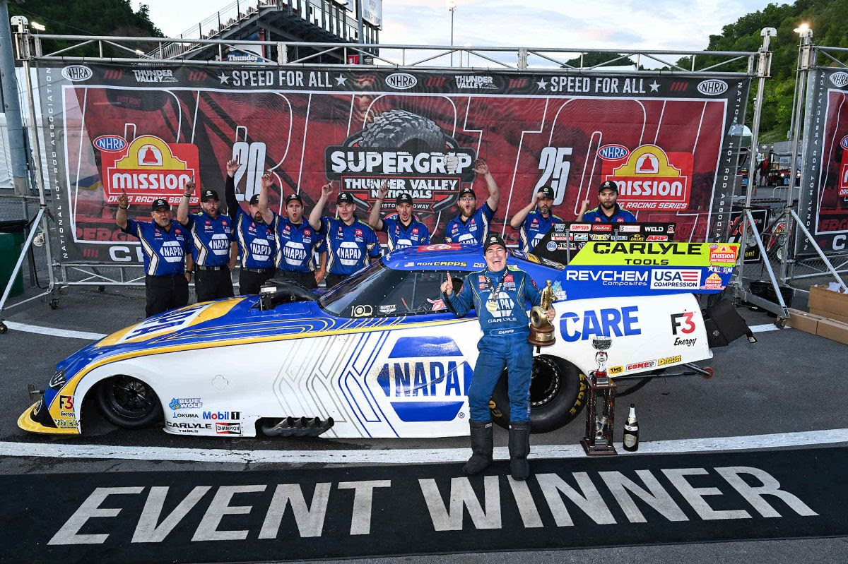 Ron Capps, Winningest NHRA Funny Car Driver in Bristol Dragway History, Inducted Into Legends of Thunder Valley