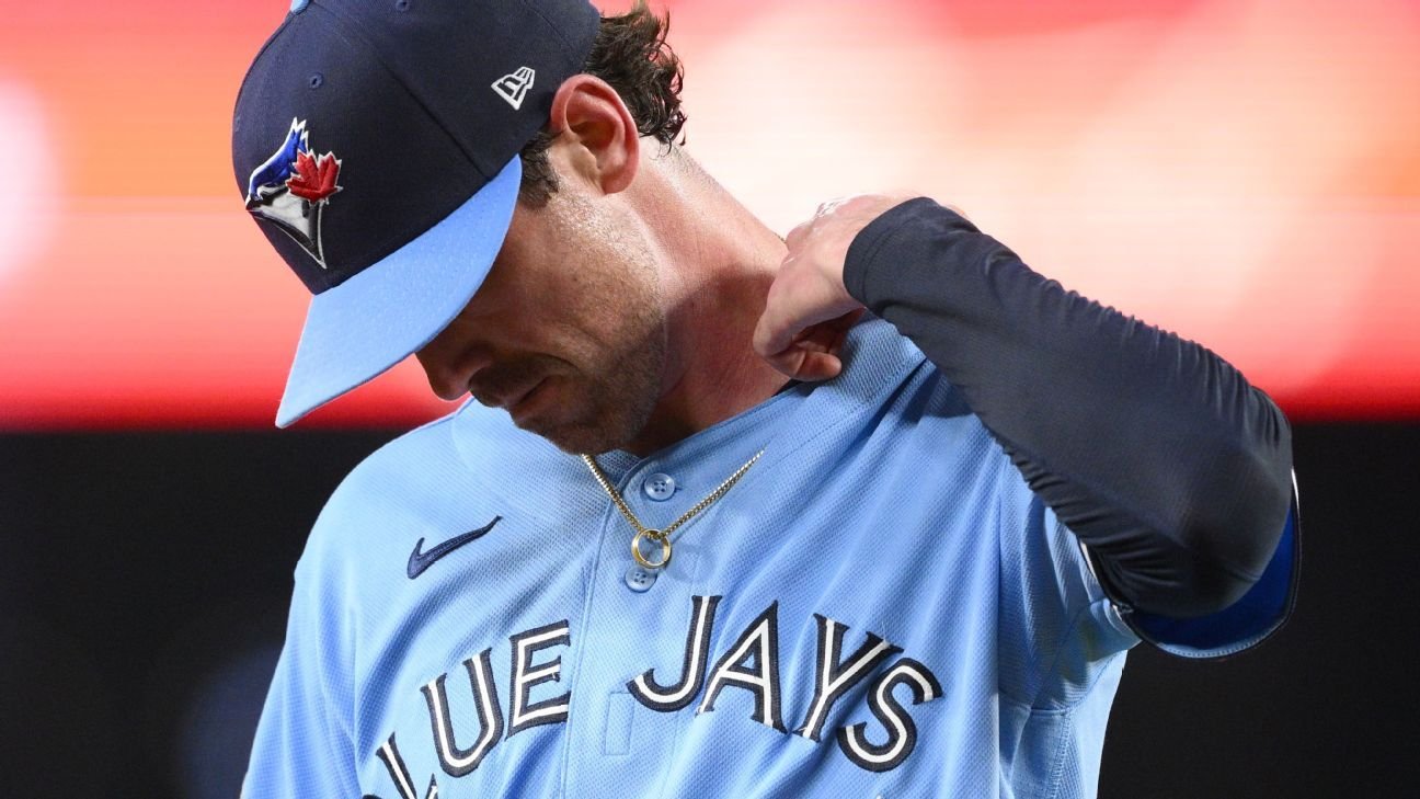 Blue Jays' Shane Bieber walks six in two-thirds of an inning