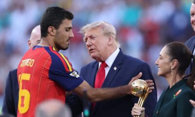 Fans accuse Donald Trump of lying about his height after World Cup moment with Spain’s Rodri
