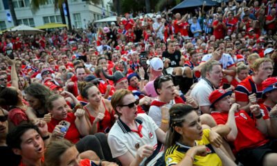 Norway fans continue World Cup Viking Row tradition during Spider-Man: Brand New Day premiere