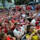 Norway fans continue World Cup Viking Row tradition during Spider-Man: Brand New Day premiere