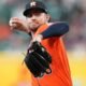 Houston Astros starting pitcher Peter Lambert delivers to Baltimore Orioles' Adley Rutschman during the first inning of a baseball game, Friday, July 17, 2026, in Houston. (AP Photo/Karen Warren)