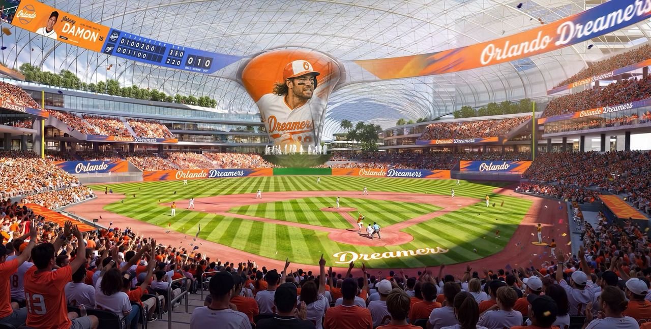 Renderings of Orlando Dreamers proposed a 45,000-seat Major League Baseball Stadium near I-Drive and the 528. (Orlando Dreamers)