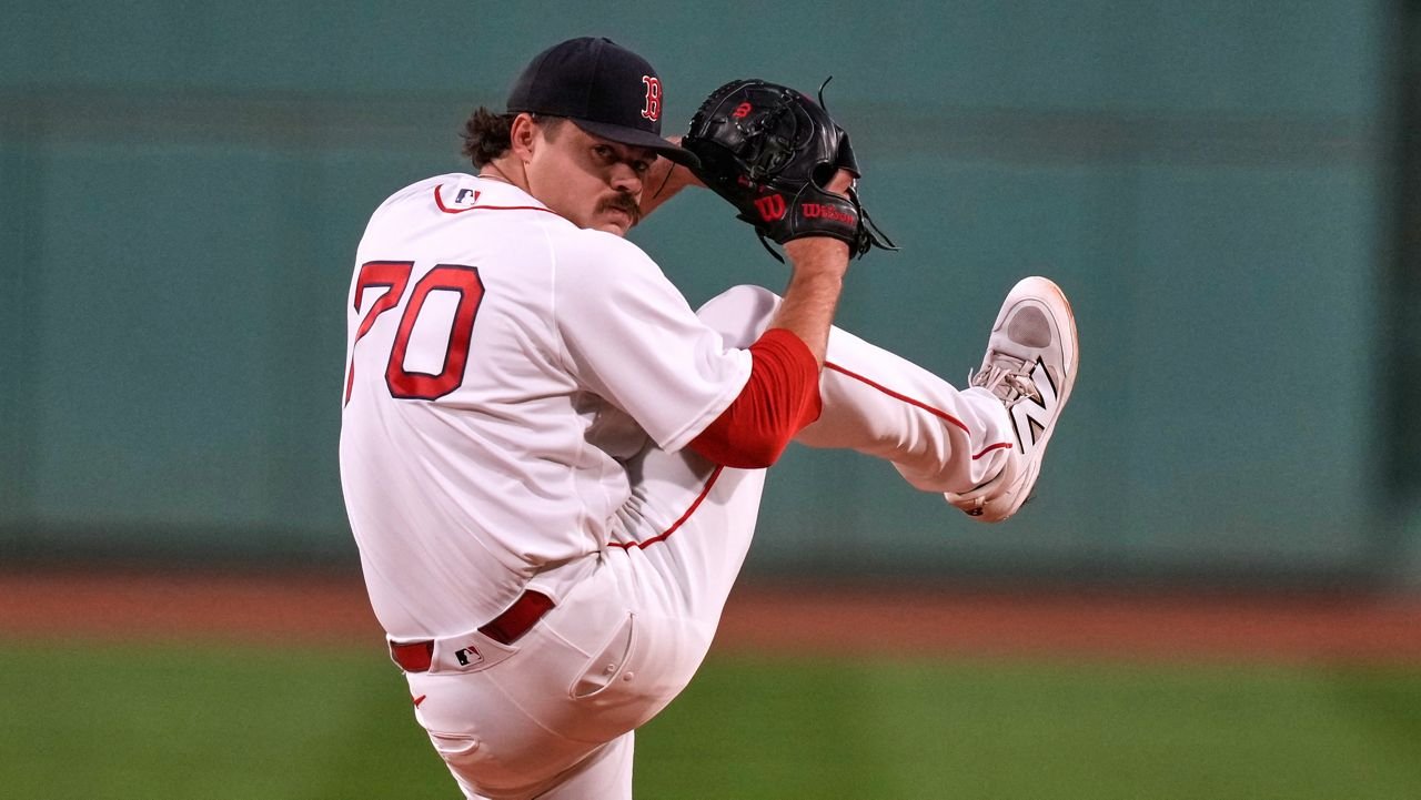 Boston Red Sox starting pitcher Payton Tolle delivers during the first inning of a baseball game against the Cleveland Guardians, Tuesday, Sept. 22, 2026, in Boston. (AP Photo/Charles Krupa)