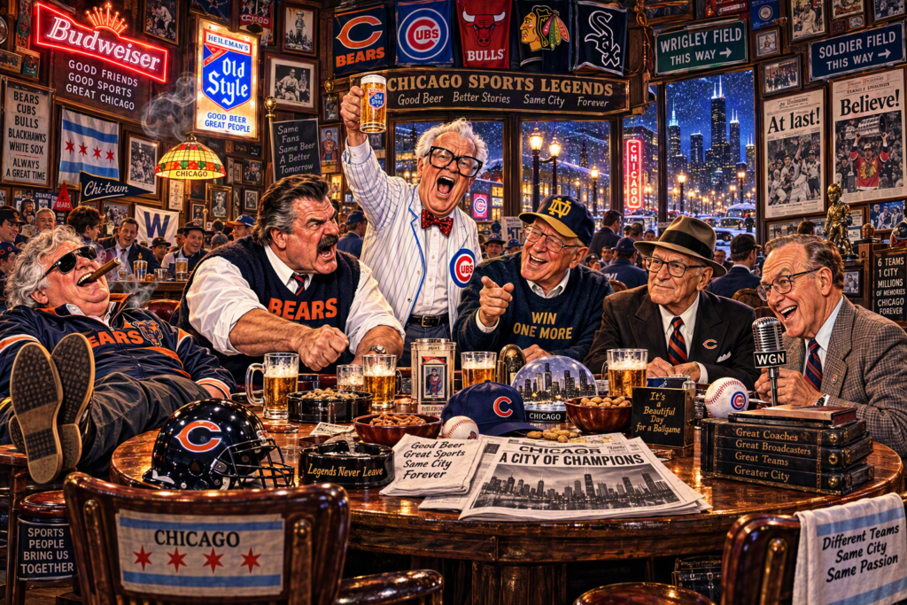chicago announcers and coaches one last toast