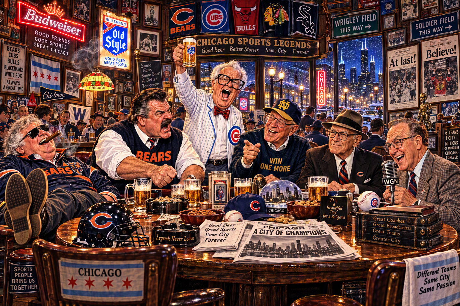 chicago announcers and coaches one last toast